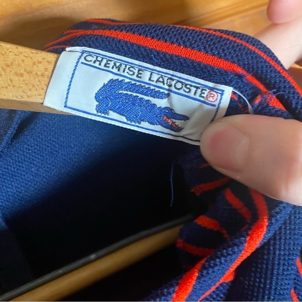 Extremely RARE Vintage Chemise Lacoste 1970s Navy Dress with Red Stripe Accent - Picture 8 of 12